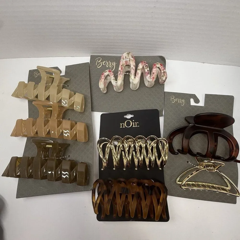 Berry 8 Set Large Hair Accessories Lot 15 Scrunchies & Hair Claws Bundle New